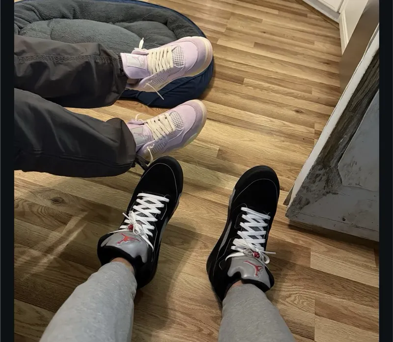 A mixed Jordan and Air Max order, labelled and ready